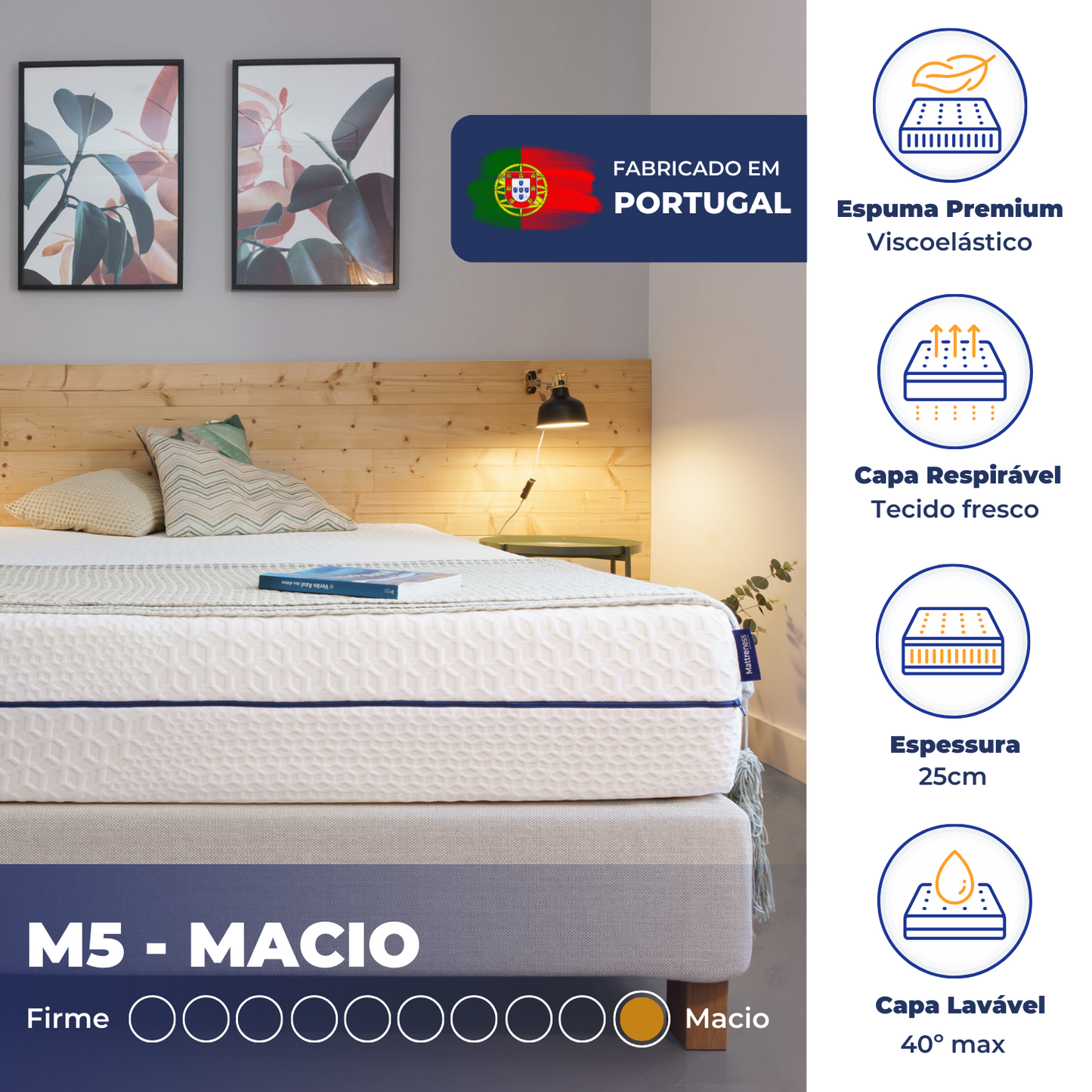 Colchão M5 | Macio | Para quem Dorme de Lado + Oferta Protetor Colchão
